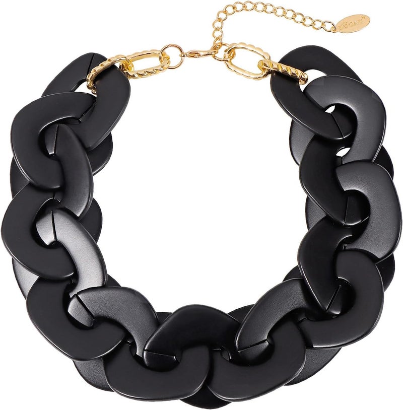 Bocar Statement Chunky Acrylic Cuban Choker Necklace Fashion Bib Collar Chain Necklace for Women(NK-10666) - Image 1